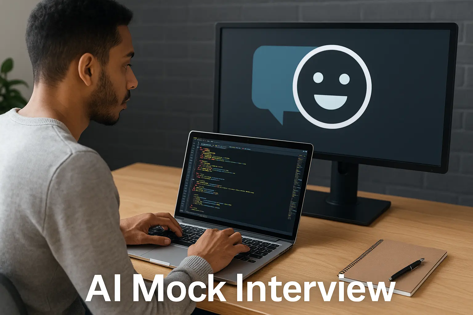 Person speaking to AI assistant during mock interview